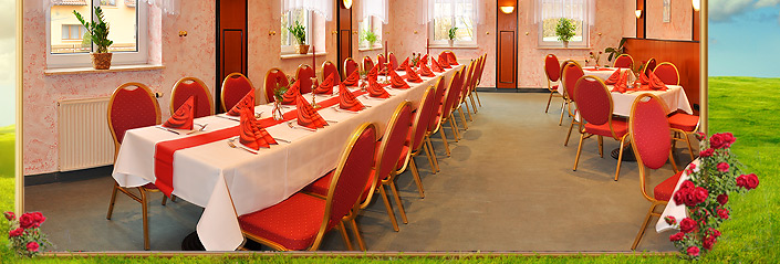 Ein großer Tagungsraum erwartet Sie in unserem Hotel Am Rosenhügel in Jüchsen bei Meiningen.